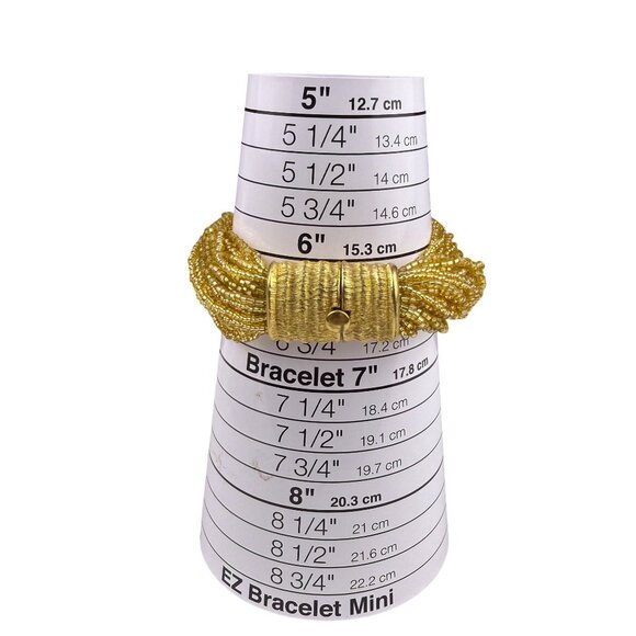 Gold Tone Multistrand Seed Bead Womens Collar Necklace & Bracelet Vintage Set - Picture 6 of 7